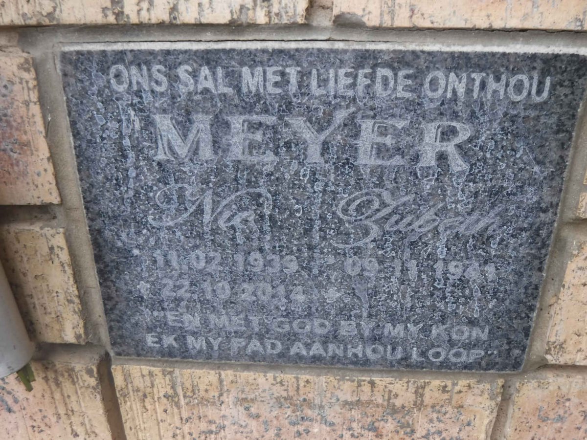 MEYER Nic 1939-2014 &amp; Zubeth 1941-