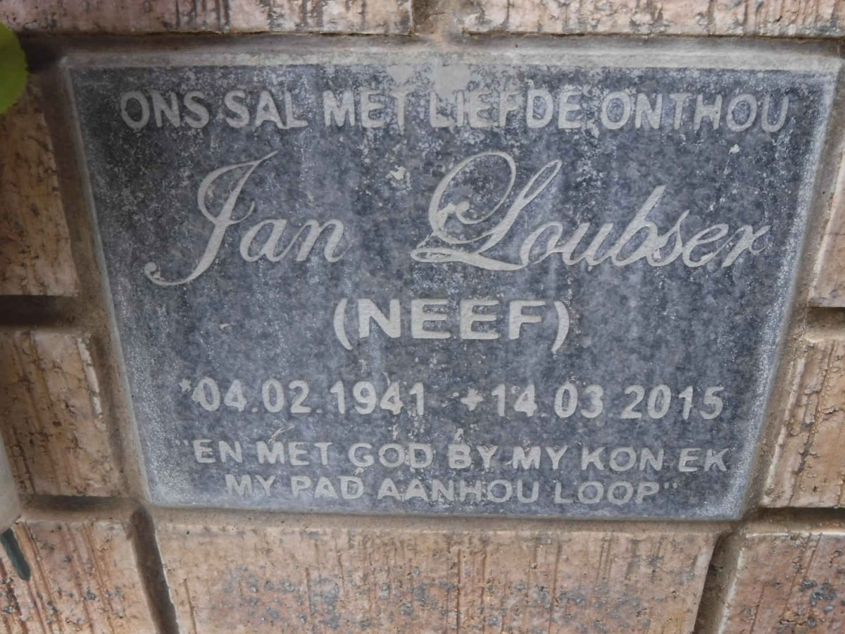 LOUBSER Jan 1941-2015