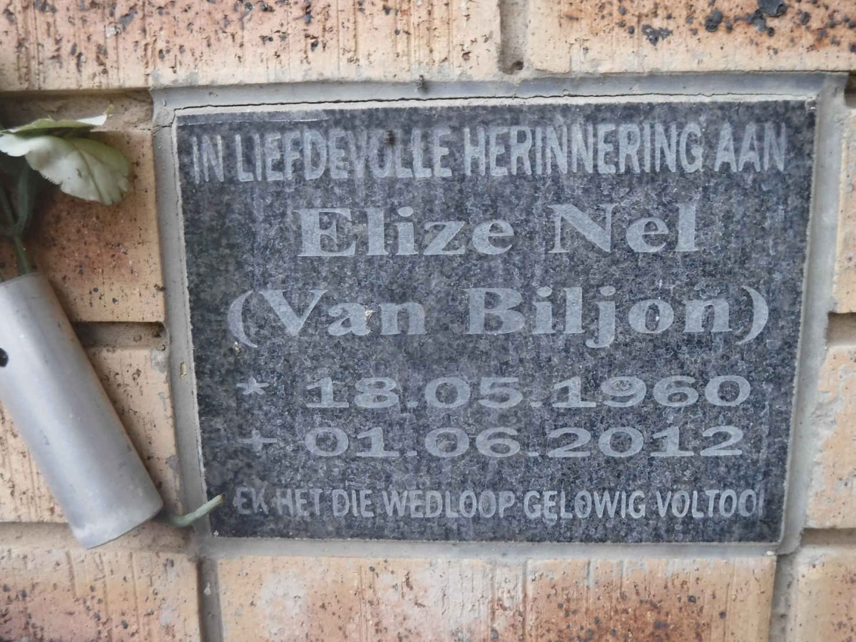 NEL Elize nee VAN BILJON 1960-2012