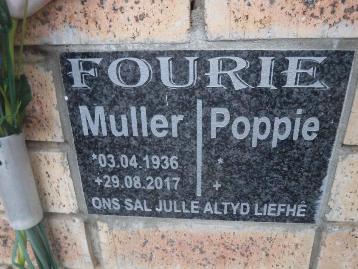 FOURIE Muller 1936-2017 &amp; Poppie