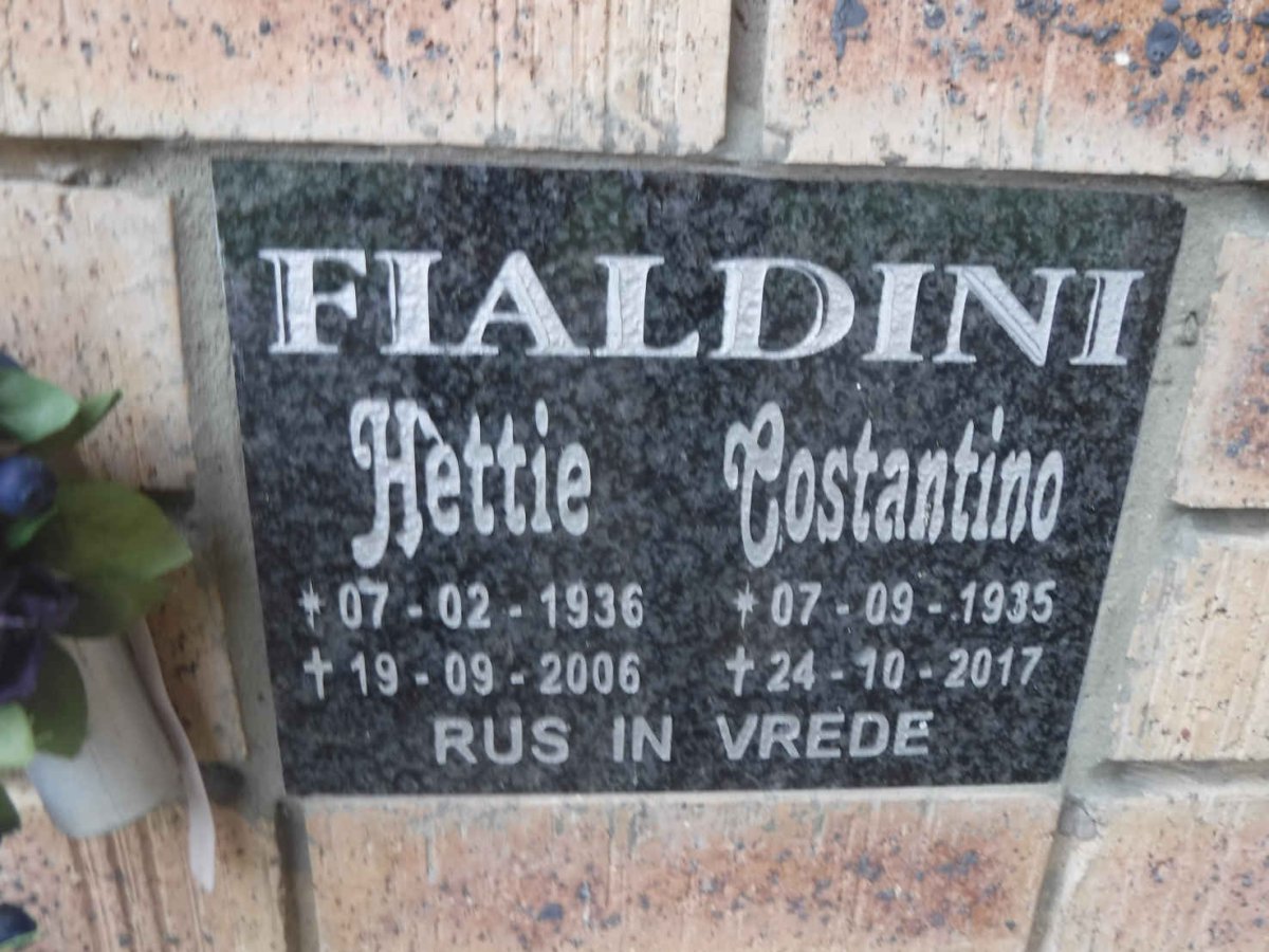 FIALDINI Costantino 1935-2017 &amp; Hettie 1936-2006