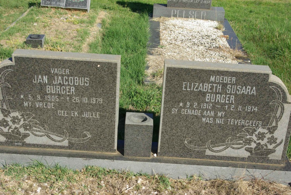 BURGER Jan Jacobus 1905-1979 &amp; Elizabeth Susara 1912-1974