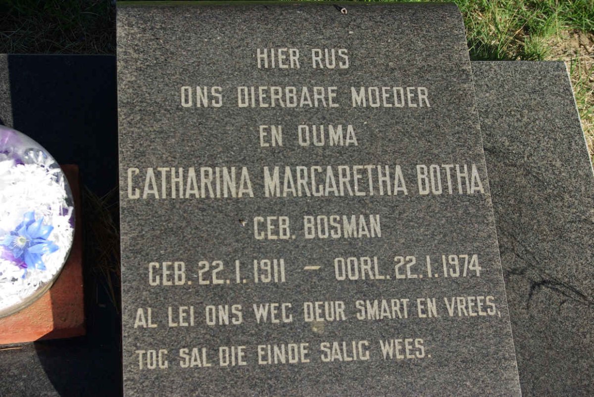 BOTHA Catharina Margaretha nee BOSMAN 1911-1974