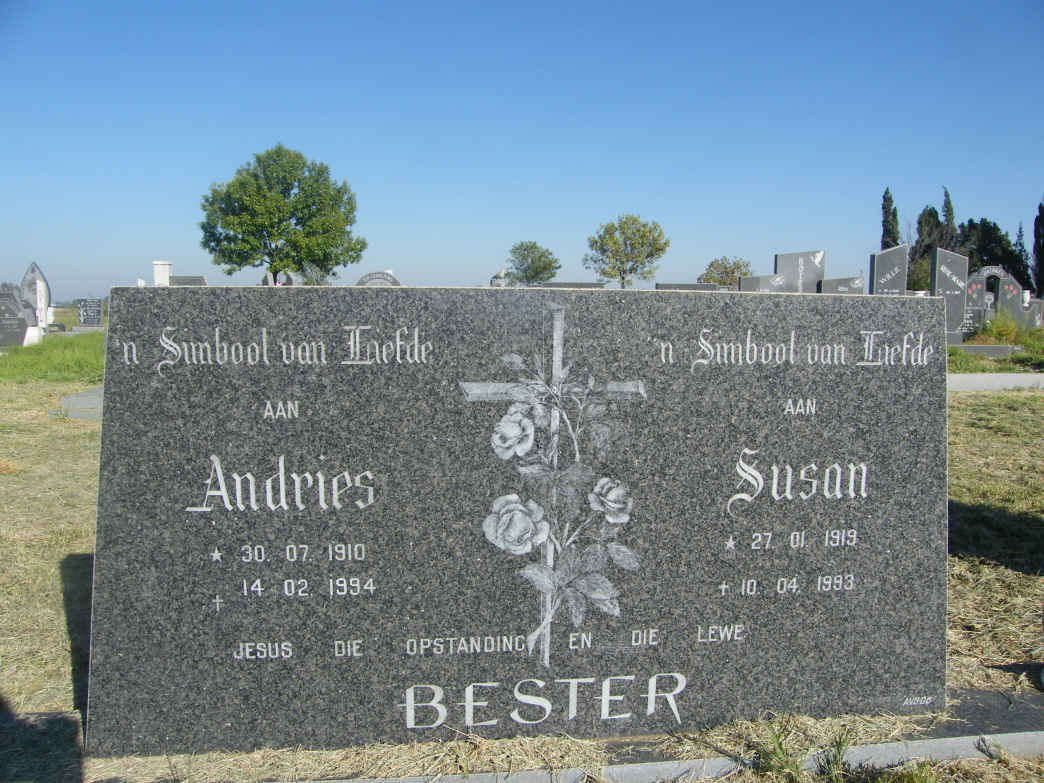 BESTER Andries 1910-1994 &amp; Susan 1919-1993