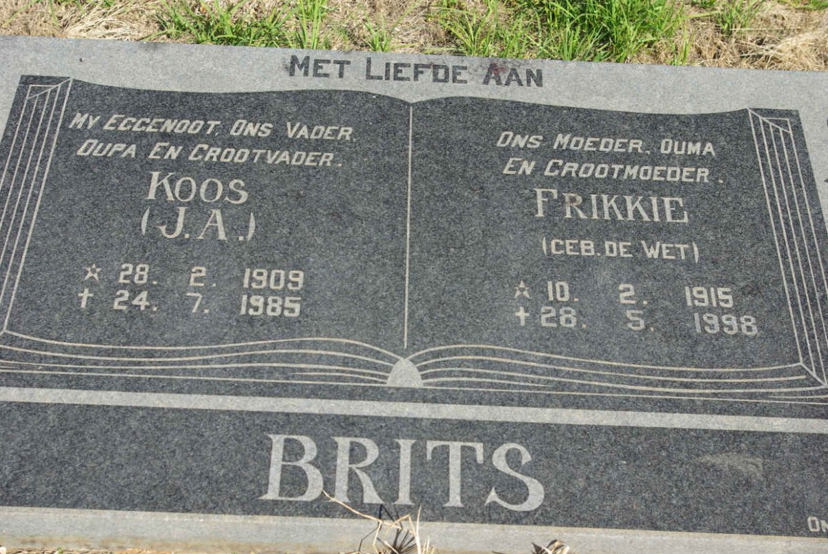 BRITS J.A. 1909-1985 &amp; Frikkie DE WET 1915-1998
