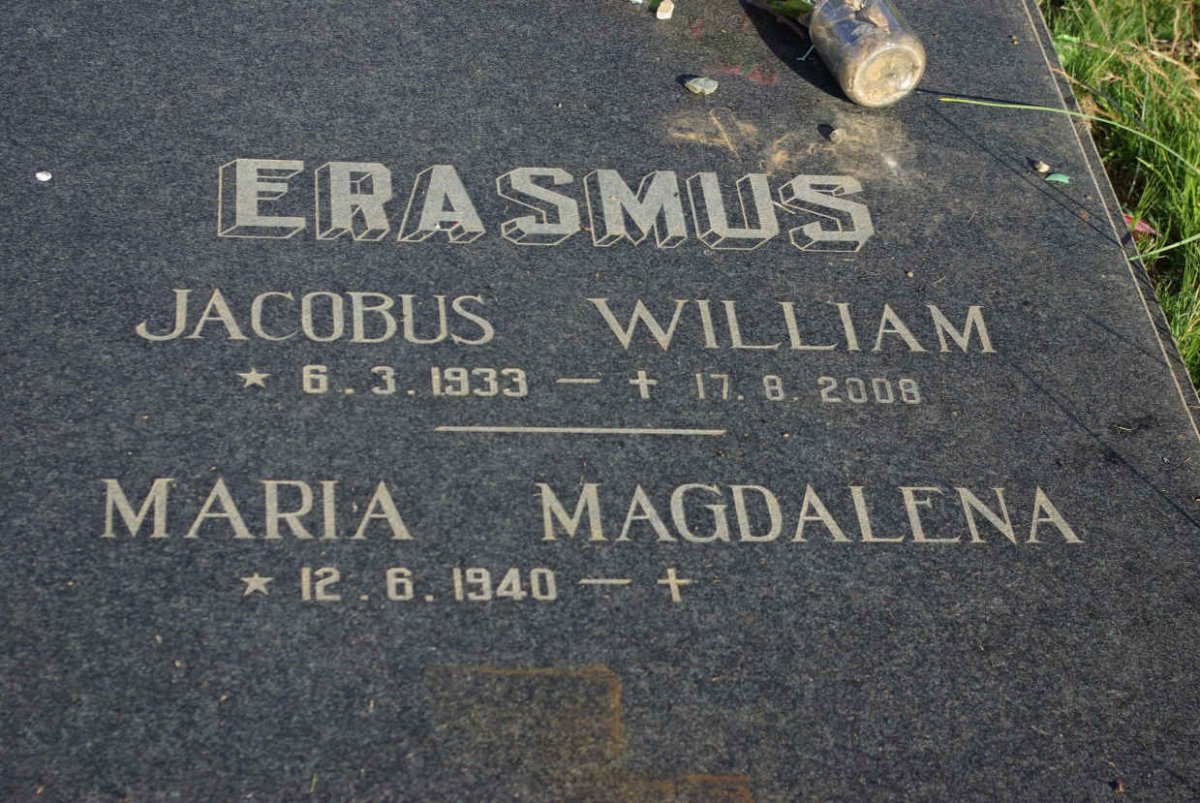 ERASMUS Jacobus William 1933-2008 &amp; Maria Magdalena 1940-