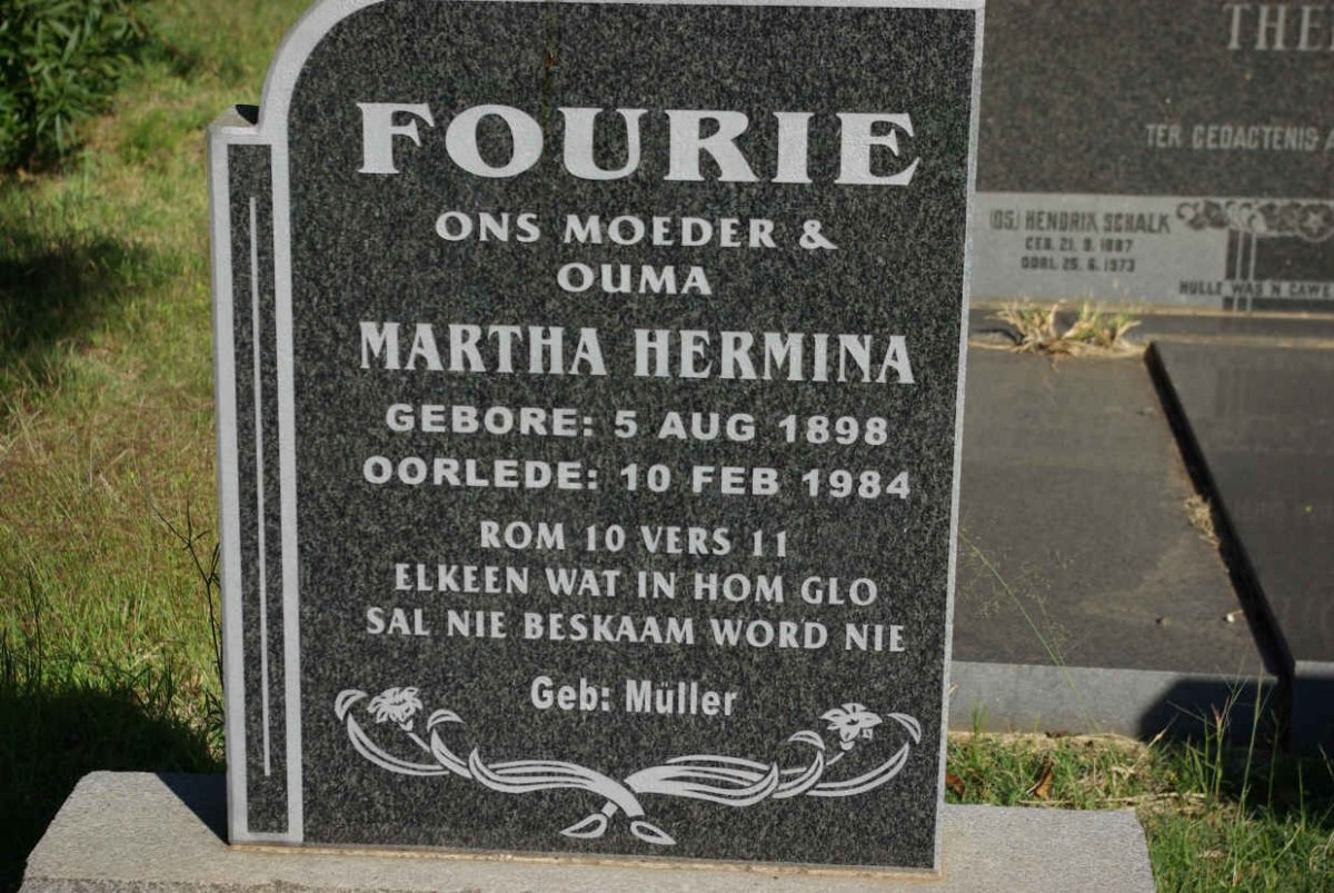 FOURIE Martha Hermina nee MULLER 1898-1984