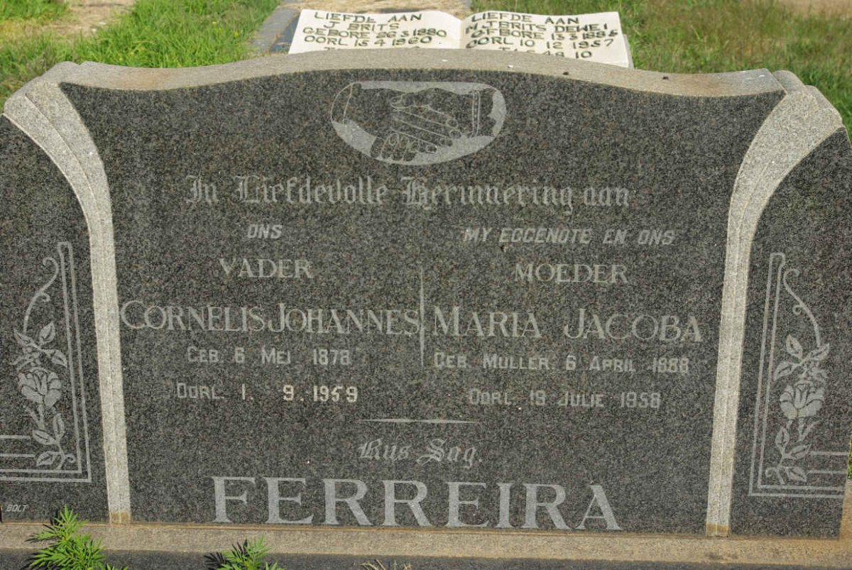 FERREIRA Cornelis Johannes 1878-1959 &amp; Maria Jacoba MULLER 1888-1958