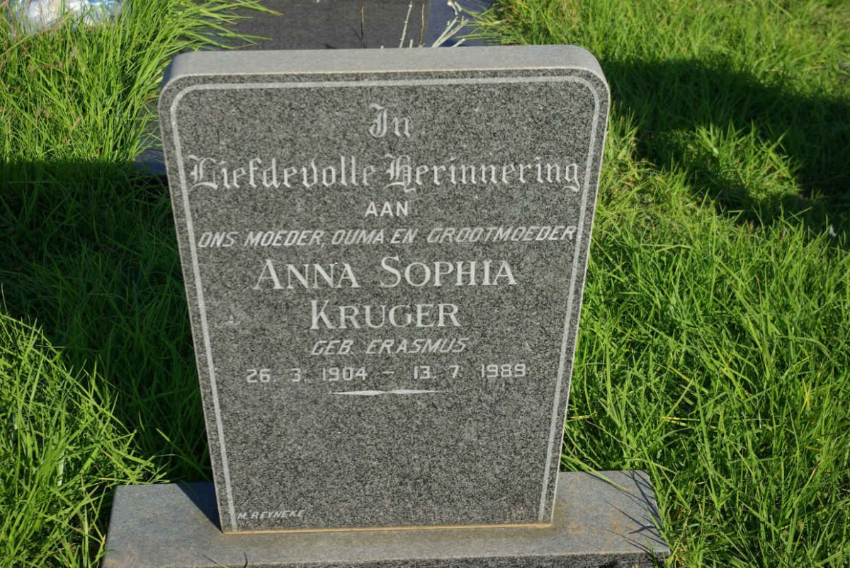 KRUGER Anna Sophia nee ERASMUS 1904-1989