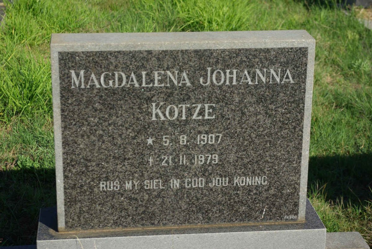 KOTZE Magdalena Johanna 1907-1979