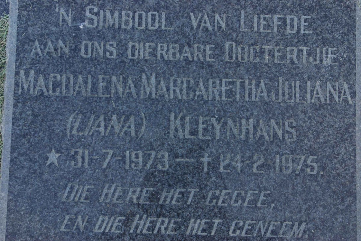 KLEYNHANS Magdalena Margaretha Juliana 1973-1975