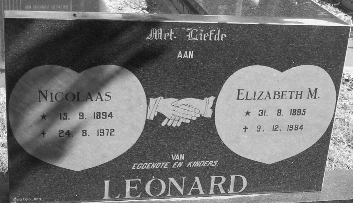 LEONARD Nicolaas 1894-1972 &amp; Elizabeth M. 1895-1984