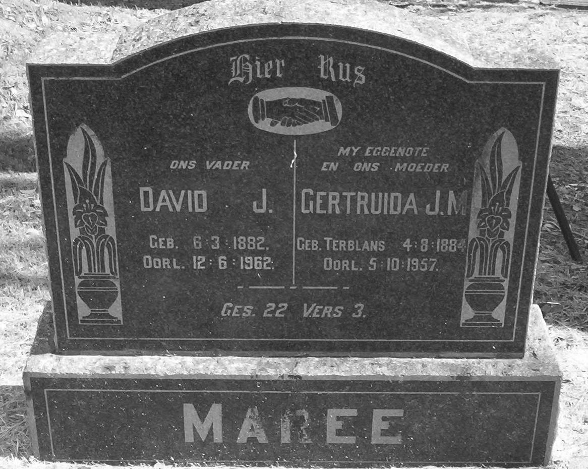 MAREE David J. 1882-1962 &amp; Gertruida J.M. TERBLANS 1884-1957