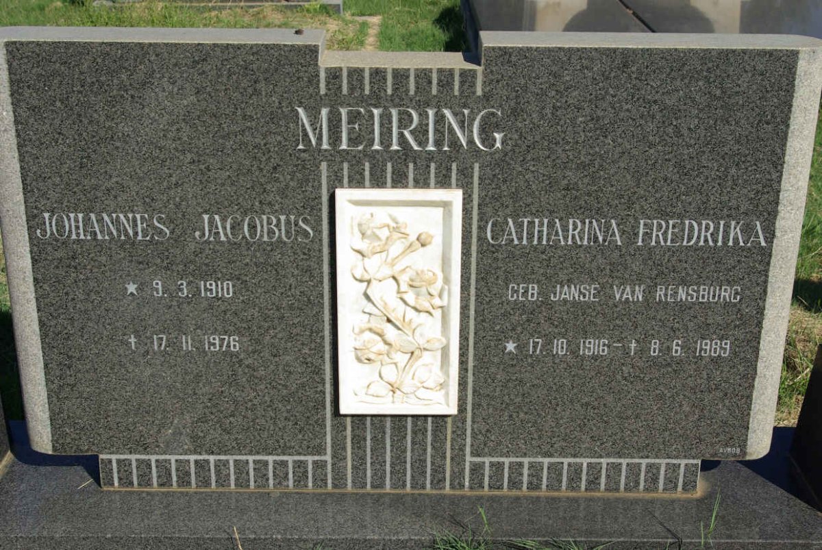 MEIRING Johannes Jacobus 1910-1976 &amp; Catharina Fredrika JANSE VAN RENSBURG 1916-1989