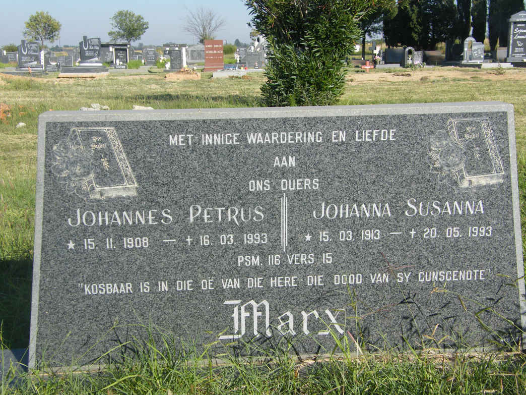 MARX Johannes Petrus 1908-1993 &amp; Johanna Susanna 1913-1993