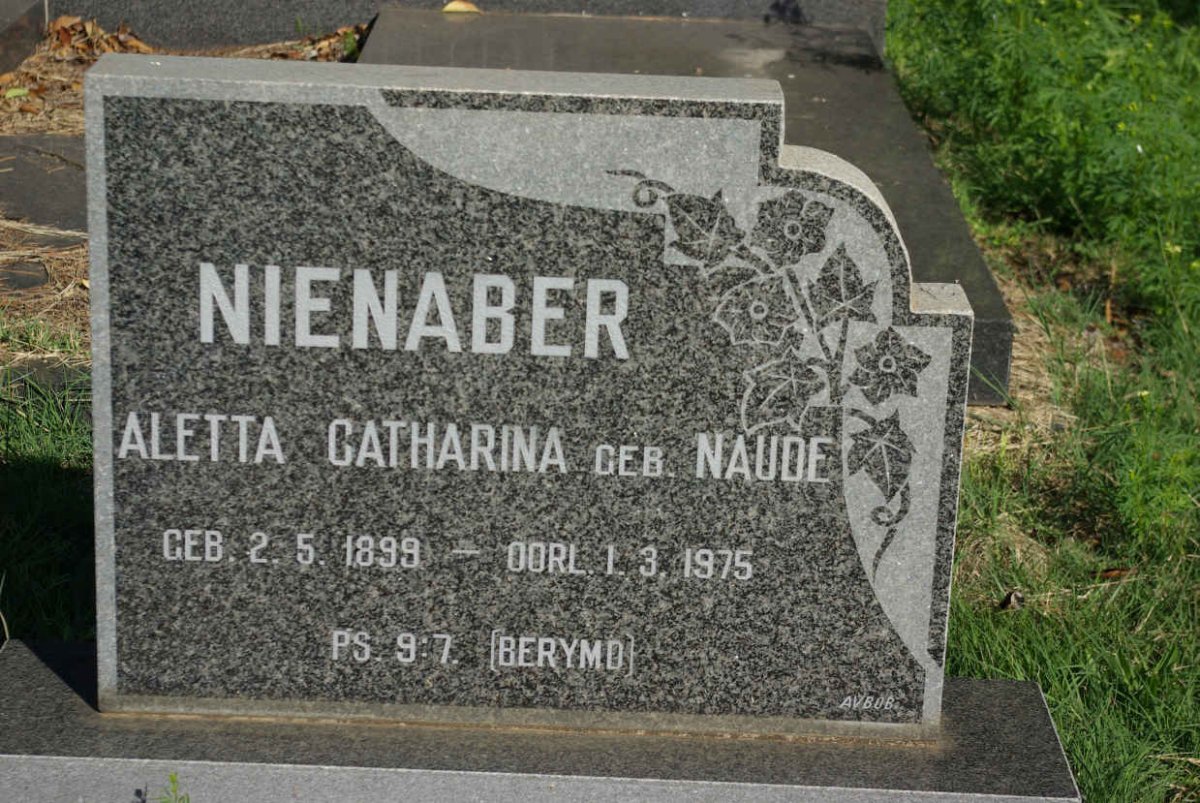 NIENABER Aletta Catharina nee NAUDE 1899-1975