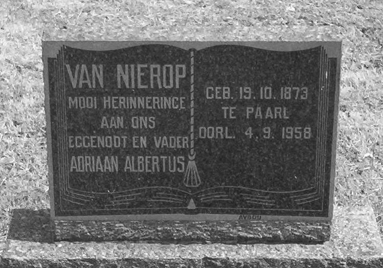 NIEROP Adriaan Albertus, van 1973-1958
