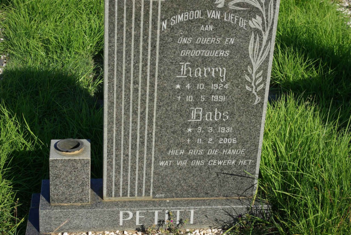 PETITT Harry 1924-1991 &amp; Babs 1931-2006