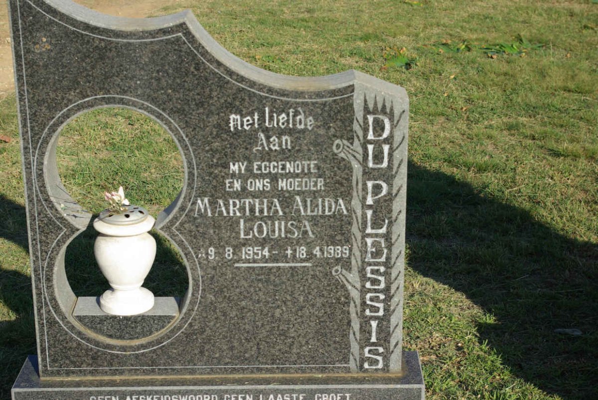 PLESSIS Martha Alida Louisa, du 1954-1989