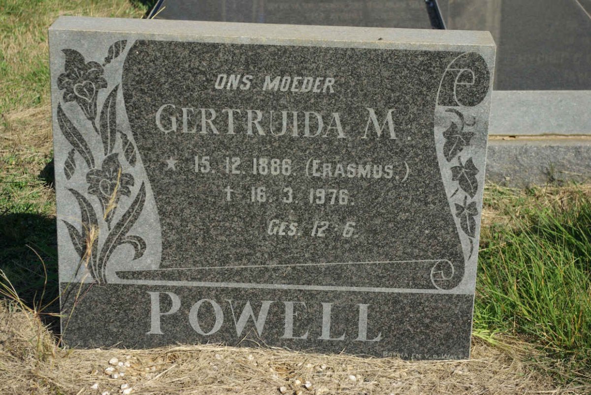 POWELL Gertruida M. nee ERASMUS 1886-1976