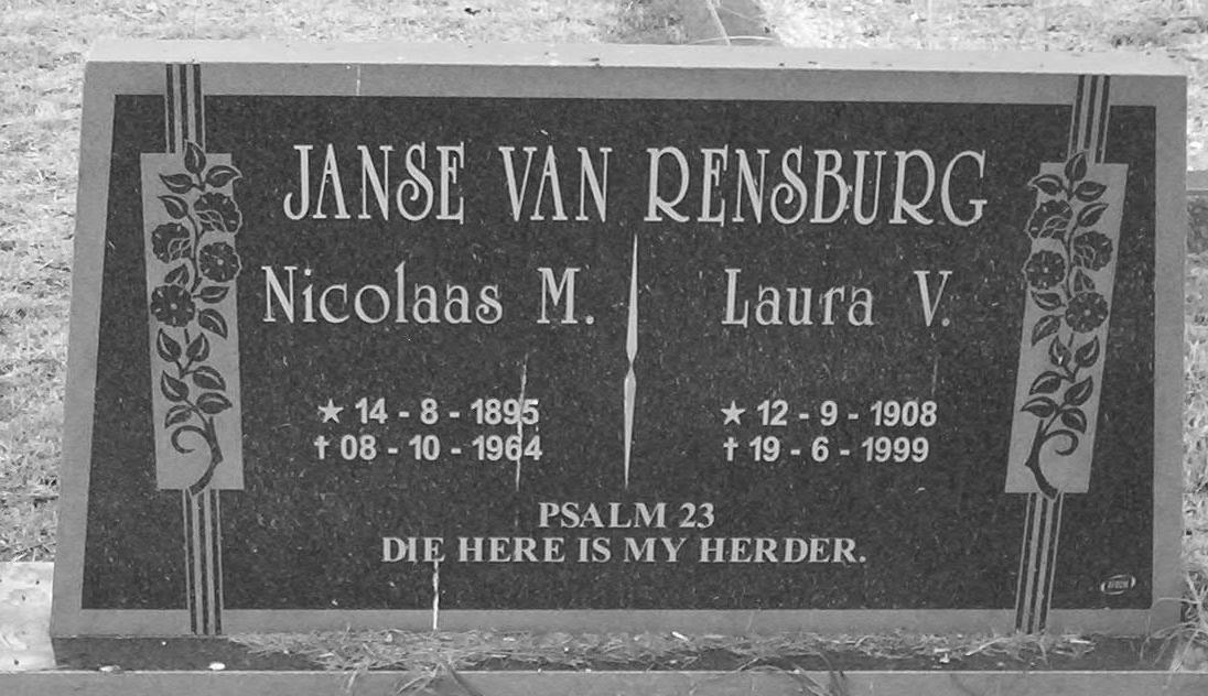 RENSBURG Nicolaas M., Janse van 1895-1964 &amp; Laura V. 1908-1999