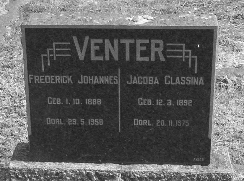 VENTER Frederick Johannes 1888-1958 &amp; Jacoba Classina 1892-1975