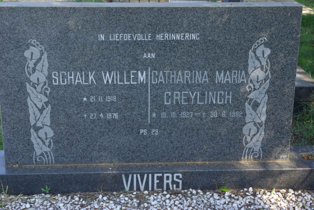 VIVIERS Schalk Willem 1918-1976 &amp; Catharina Maria GREYLINGH 1927-1982