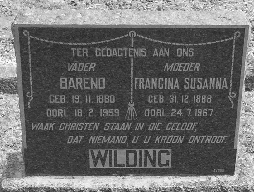WILDING Barend 1880-1959 &amp; Francina Susanna 1888-1967