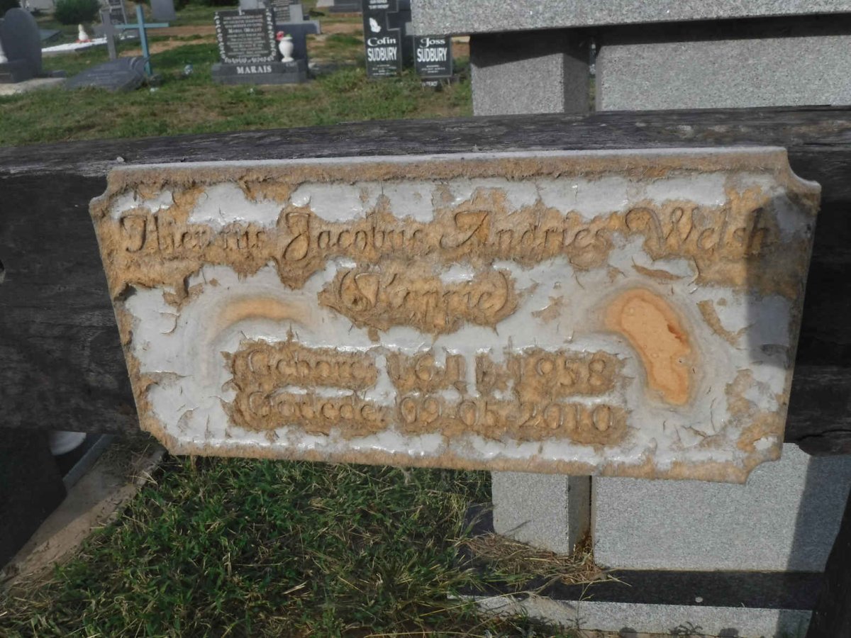 WELSH Jacobus Andries 1958-2010