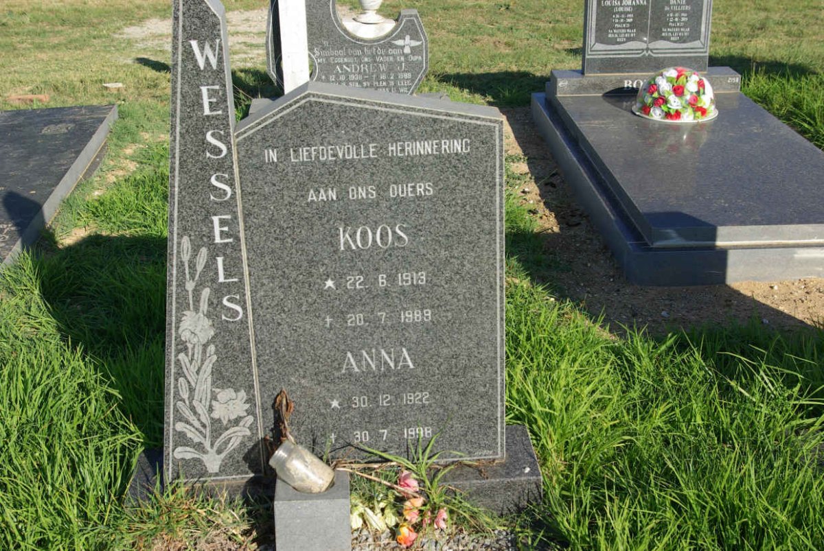 WESSELS Koos 1913-1989 &amp; Anna 1922-1998