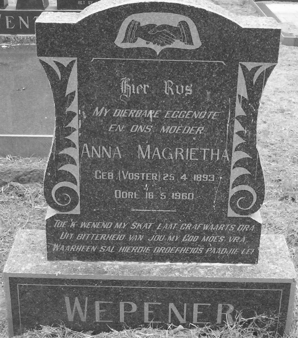 WEPENER Anna Magrietha nee VORSTER 1893-1960