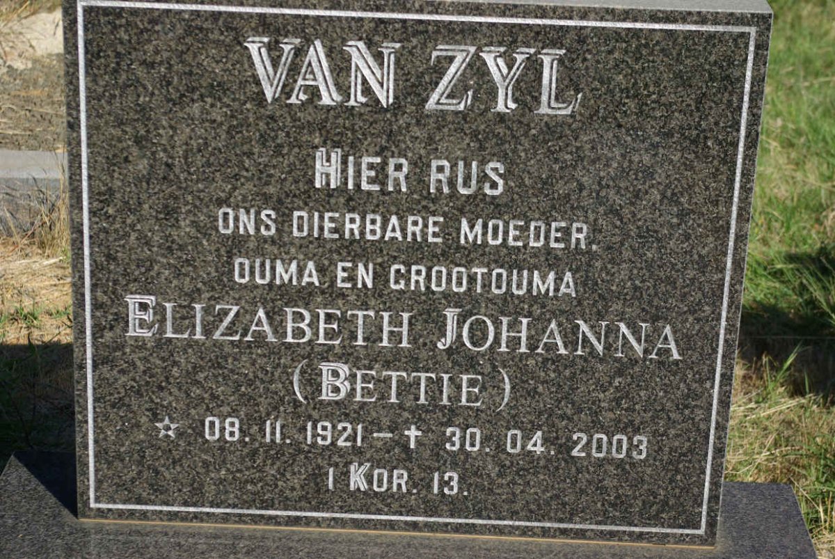 ZYL Elizabeth Johanna, van 1921-2003
