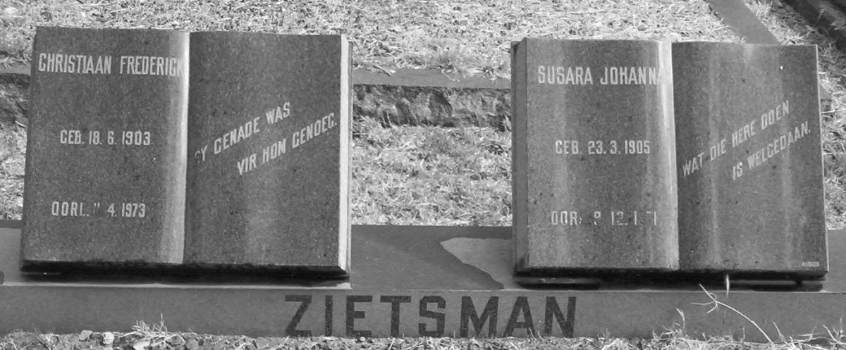 ZIETSMAN Christiaan Frederick 1903-1973 &amp; Susara Johanna 1905-1971