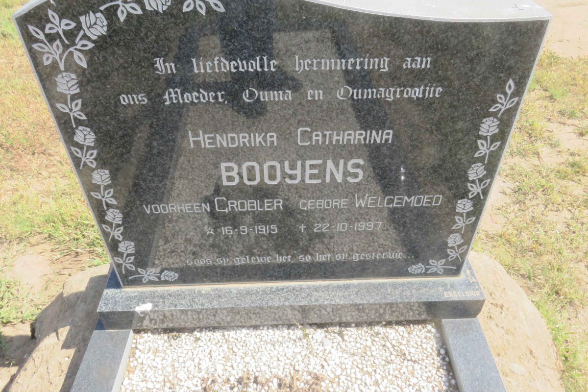 BOOYENS Hendrika Catharina voorheen GROBLER nee WELGEMOED 1915-1997