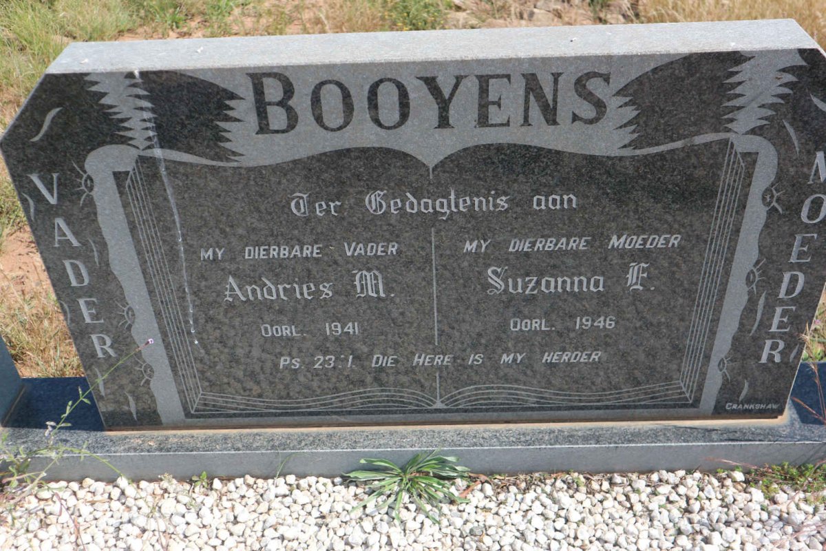 BOOYENS Andries M. -1941 &amp; Suzanna F. -1946