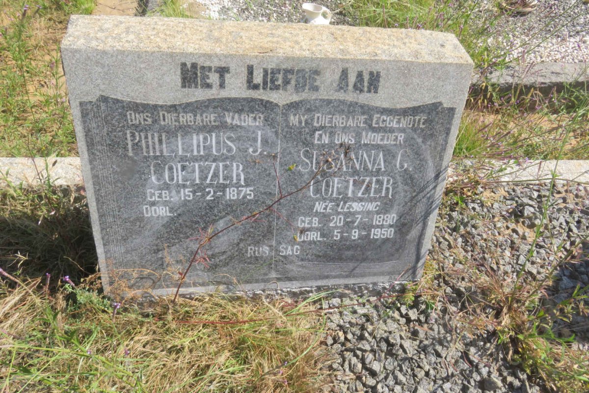 COETZER Phillipus J. 1875- &amp; Susanna G. LESSING 1880-1950
