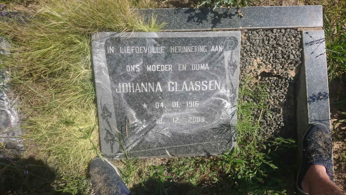 CLAASSEN Koos 1909-2002 &amp; Johanna 1916-2003