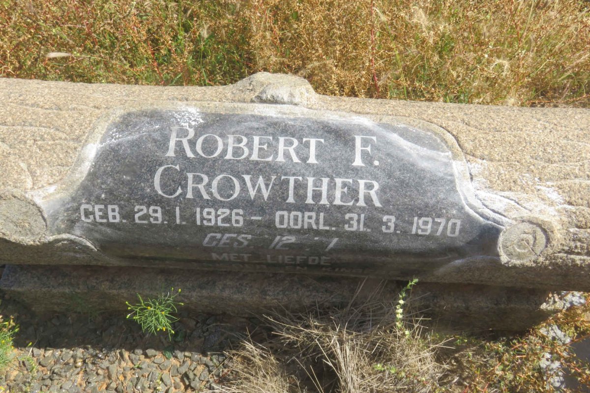 CROWTHER Robert F. 1926-1970 &amp; Elizabeth Judith v. Eeden VERSTER 1933-1962