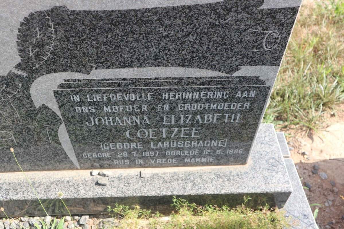 COETZEE Johanna Elizabeth nee LABUSCHAGNE 1897-1986