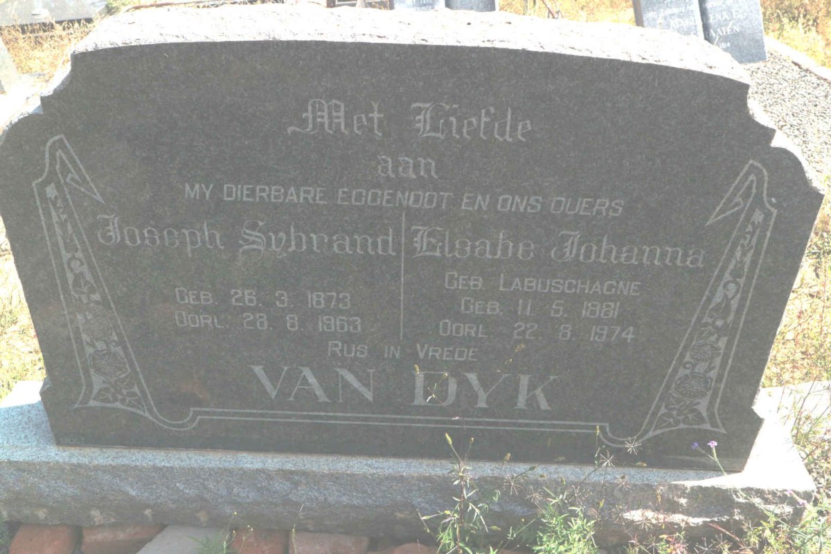 DYK Joseph Sybrand, van 1873-1963 &amp; Elsabe Johanna LABUSCHAGNE 1881-1974
