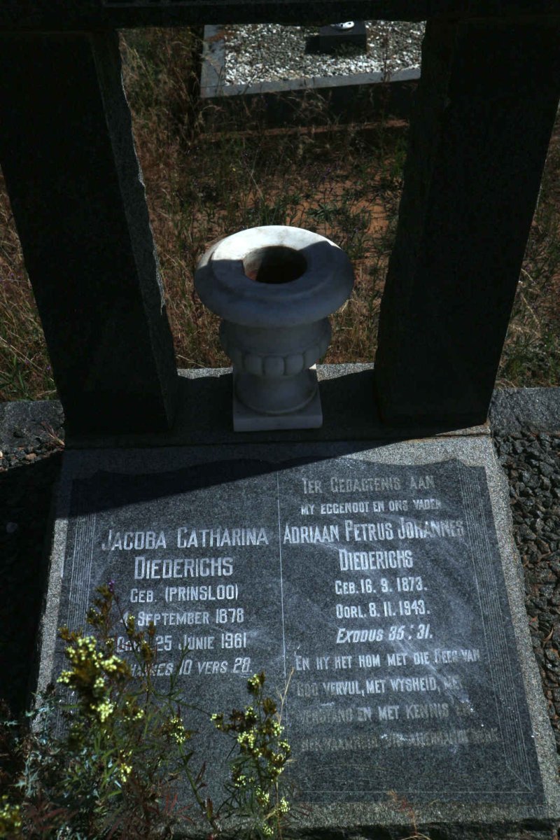 DIEDERICHS Adriaan Petrus Johannes 1873-1943 &amp; Jacoba Catharina PRINSLOO 1878-1961