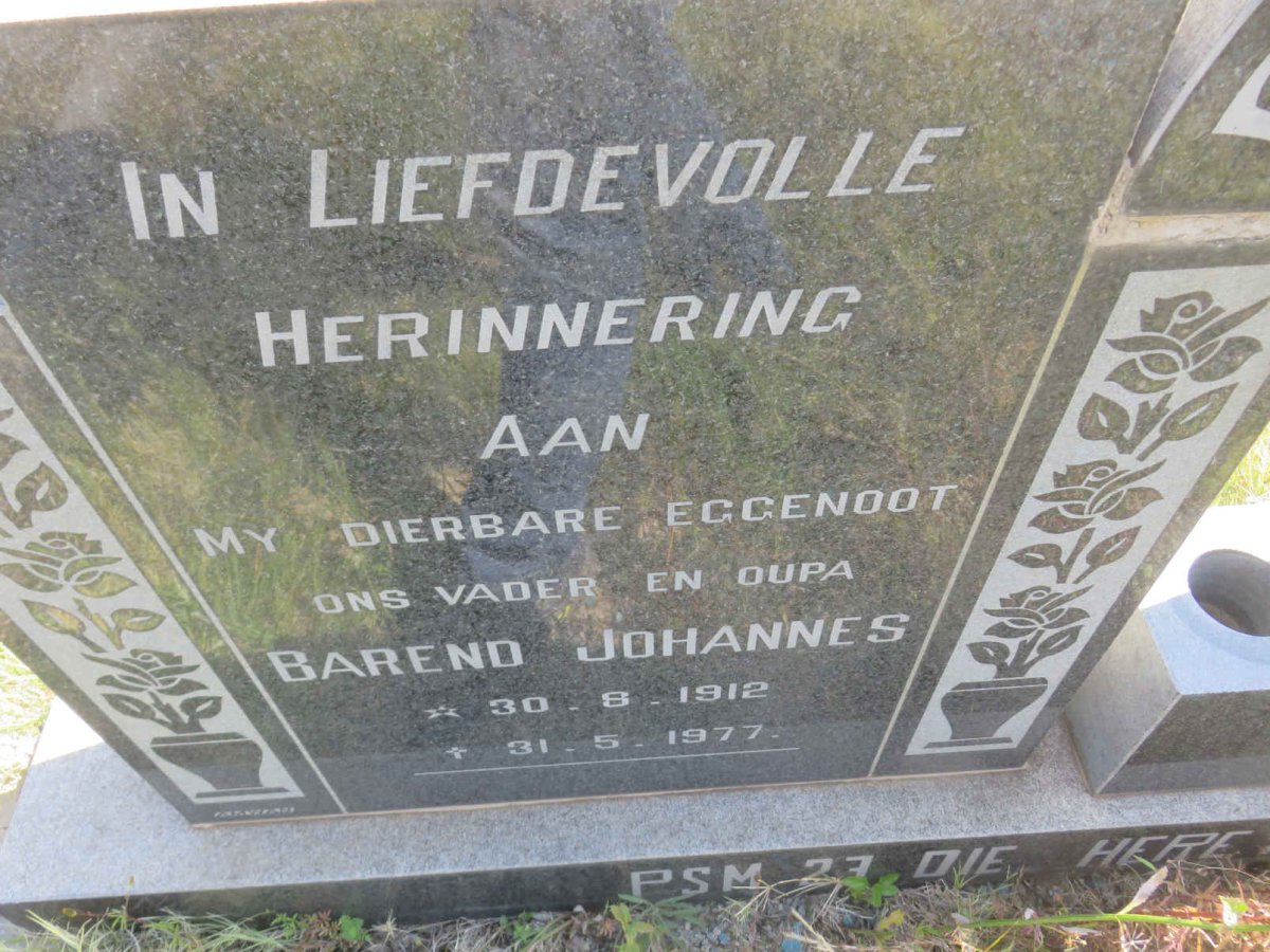 ERASMUS Barend Johannes 1912-1977 &amp; Susanna Helena Elizabeth 1918-1998