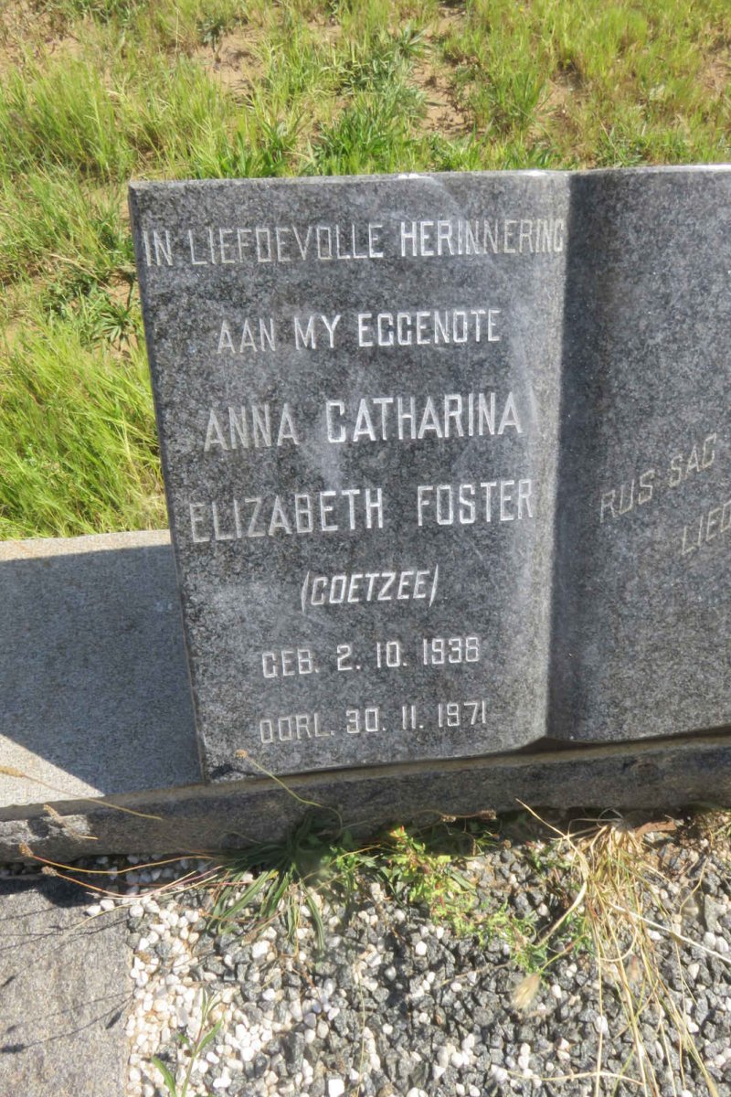 FOSTER Anna Catharina Elizabeth nee COETZEE 1938-1971
