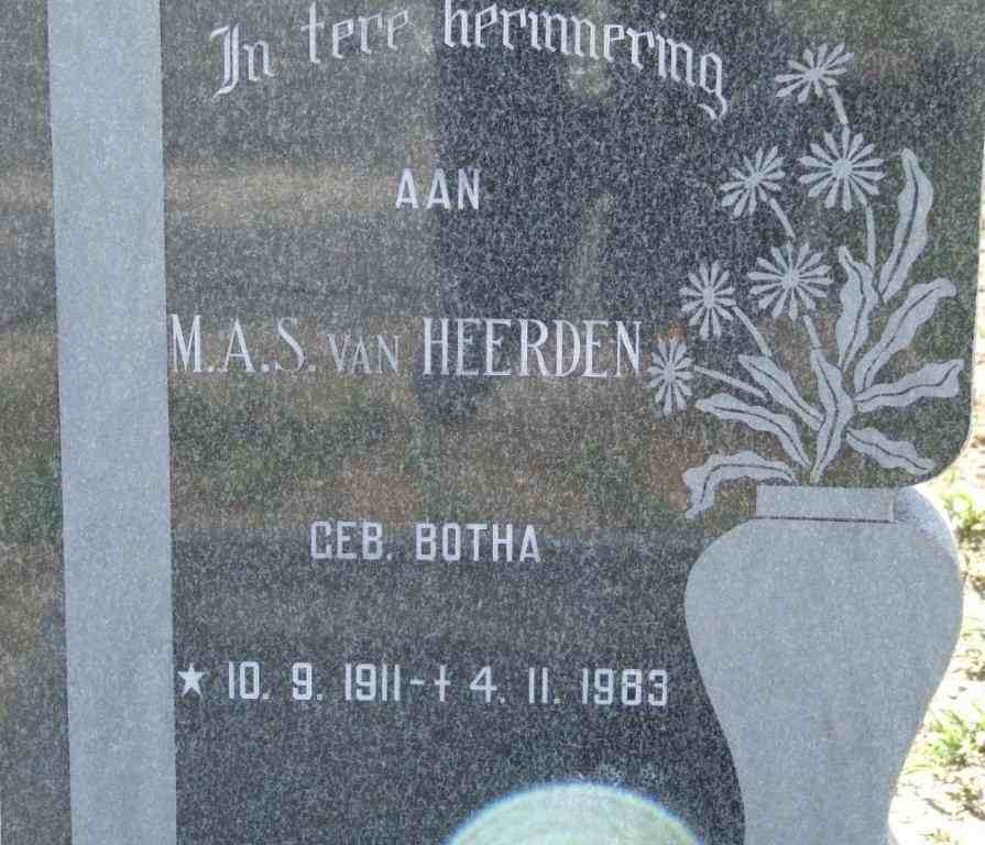 HEERDEN M.A.S., van nee BOTHA 1911-1983