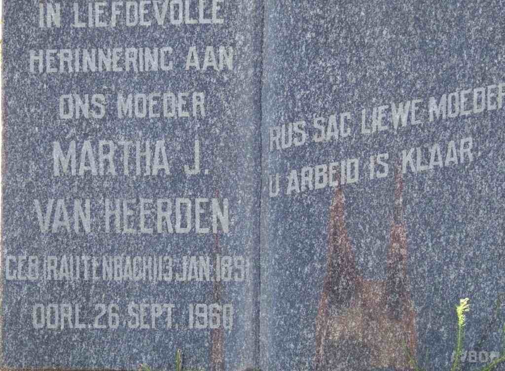 HEERDEN Martha J., van nee RAUTENBACH 1891-1960