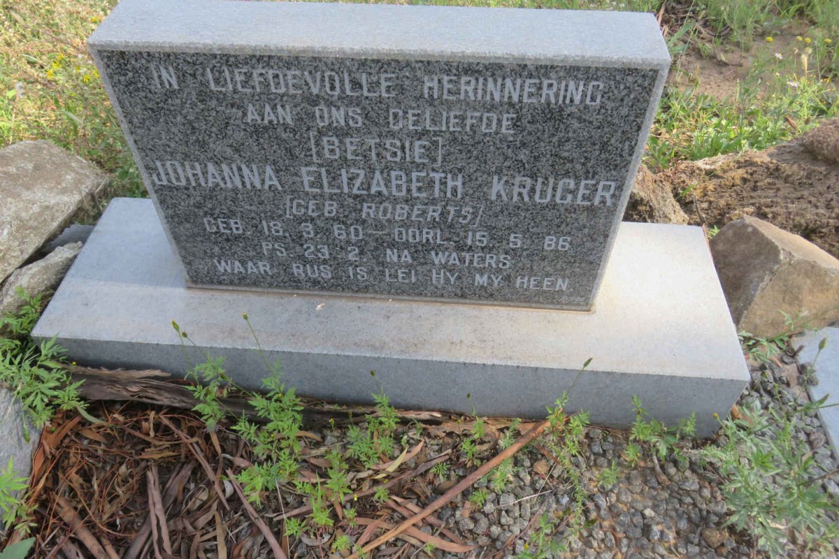 KRUGER Johanna Elizabeth nee ROBERTS 1960-1986