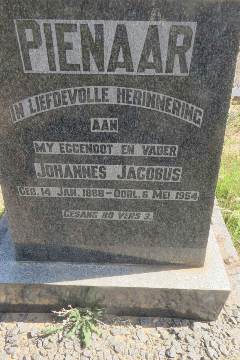 PIENAAR Johannes Jacobus 1888-1954