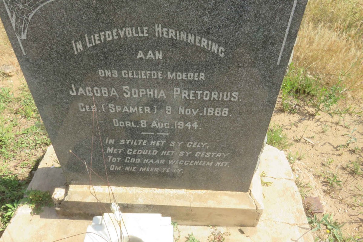 PRETORIUS Jacoba Sophia nee SPAMER 1866-1944