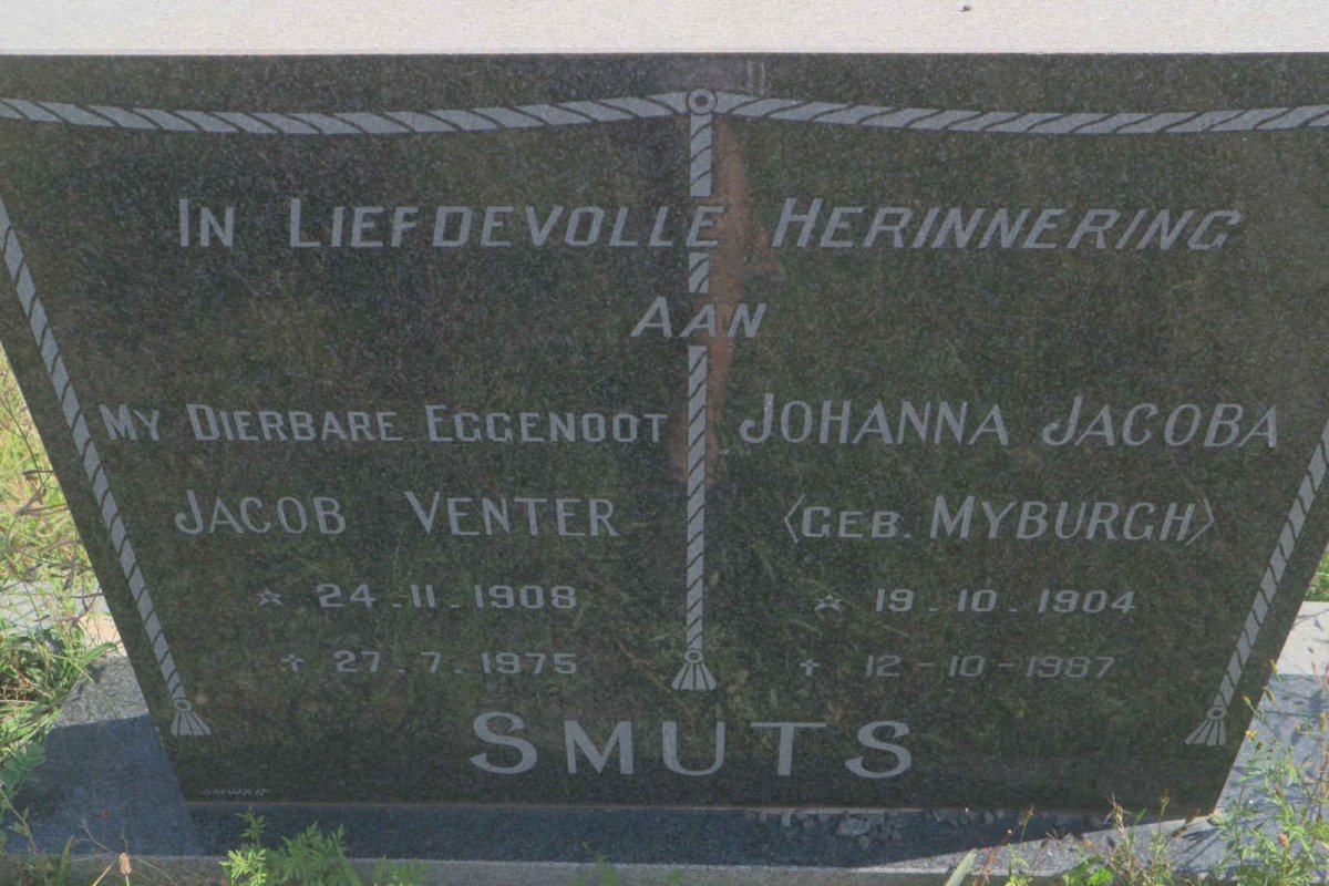 SMUTS Jacob Venter 1908-1975 &amp; Johanna Jacoba MYBURGH 1904-1987