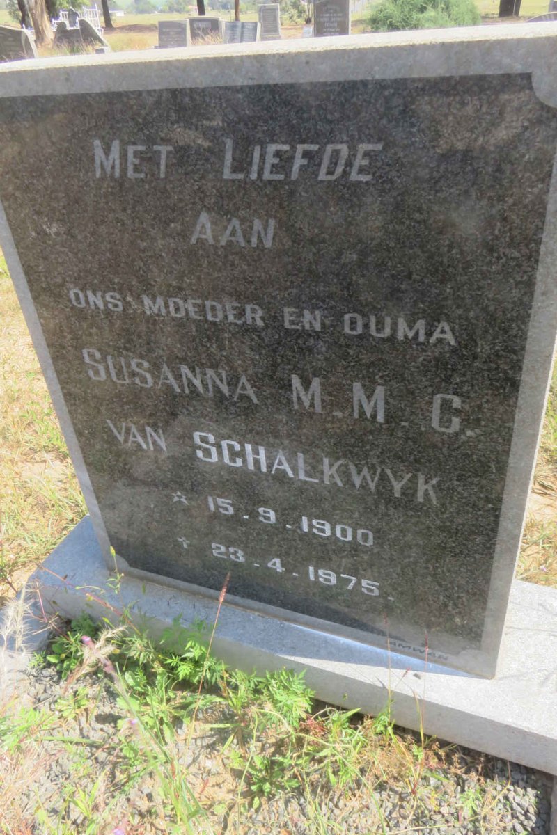 SCHALKWYK Susanna M.M.C., van 1900-1975